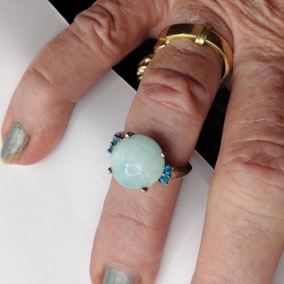 STERLING SILVER AQUAMARINE BLUE TOPAZ VINTAGE RING SIZE 6.5 - Picture 10 of 10